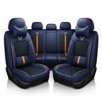 Fundas Asientos Autos Universal Cuero Legítimo + Juego Cubre Alfombra Premium
