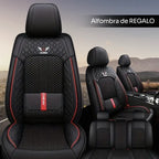 Fundas Asientos Autos Universal Cuero Legítimo + Juego Cubre Alfombra Premium